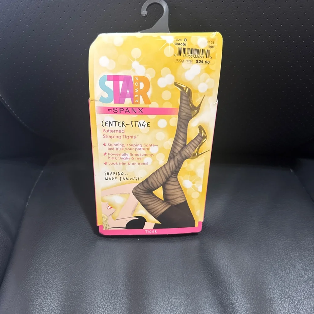 Spanx Tiger Patterned Shaping Tights Black Size B/115-150lb 4’10”-5’9”